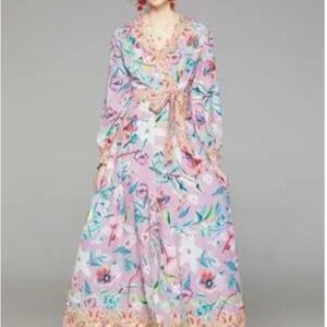 Kaimilan‎ Floral Long Sleeved Faux Wrap Maxi Dress | Lavender Multicolor Floral